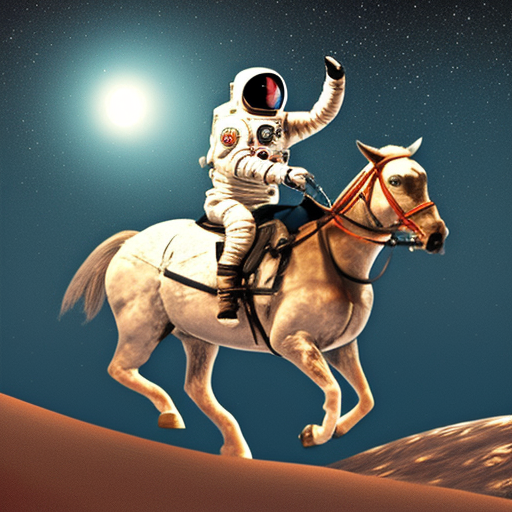 astronaut on the moon riding a horse